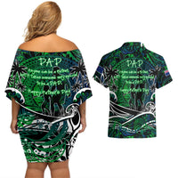 Father's Day New Zealand Couples Matching Off Shoulder Short Dress and Hawaiian Shirt Special Dad Polynesia Paradise DT02 - Polynesian Pride