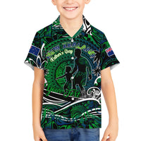 Father's Day New Zealand Family Matching Long Sleeve Bodycon Dress and Hawaiian Shirt Special Dad Polynesia Paradise DT02 Son's Shirt Green - Polynesian Pride