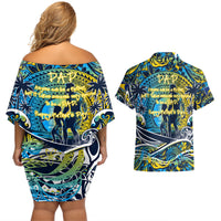 Father's Day Tokelau Couples Matching Off Shoulder Short Dress and Hawaiian Shirt Special Dad Polynesia Paradise
