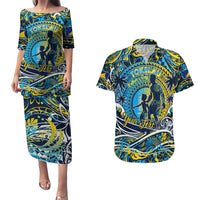 Father's Day Tokelau Couples Matching Puletasi and Hawaiian Shirt Special Dad Polynesia Paradise