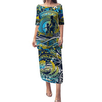Father's Day Tokelau Puletasi Special Dad Polynesia Paradise DT02 Long Dress Blue - Polynesian Pride