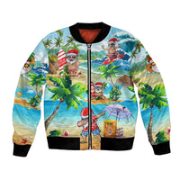 Guam Christmas Bomber Jacket Santa Claus Beach and Wave DT02 Unisex Art - Polynesian Pride