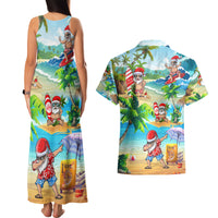 Guam Christmas Couples Matching Tank Maxi Dress and Hawaiian Shirt Santa Claus Beach and Wave DT02 - Polynesian Pride