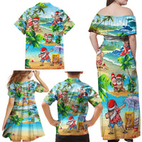 Guam Christmas Family Matching Off Shoulder Maxi Dress and Hawaiian Shirt Santa Claus Beach and Wave DT02 - Polynesian Pride