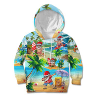 Guam Christmas Kid Hoodie Santa Claus Beach and Wave DT02 Art - Polynesian Pride