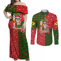 Hawaii Christmas Couples Matching Off Shoulder Maxi Dress and Long Sleeve Button Shirts Mele Kalikimaka Kanaka Maoli DT02 Art - Polynesian Pride
