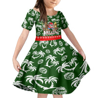 Guam Christmas Family Matching Long Sleeve Bodycon Dress and Hawaiian Shirt Felis Pusgua Tropical Xmas Patterns DT02 Daughter's Dress Green - Polynesian Pride