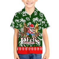 Guam Christmas Family Matching Puletasi Dress and Hawaiian Shirt Felis Pusgua Tropical Xmas Patterns DT02 Son's Shirt Green - Polynesian Pride