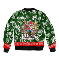 Guam Christmas Sleeve Zip Bomber Jacket Felis Pusgua Tropical Xmas Patterns DT02 - Polynesian Pride