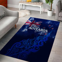Personalised New Zealand Area Rug Aotearoa Map Silver Fern DT02 - Polynesian Pride