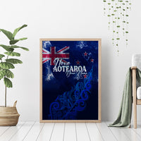 Personalised New Zealand Canvas Wall Art Aotearoa Map Silver Fern DT02 - Polynesian Pride