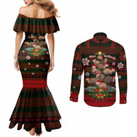 Meri Kirihimete New Zealand Couples Matching Mermaid Dress and Long Sleeve Button Shirts Christmas Kiwi Maori DT02 - Polynesian Pride