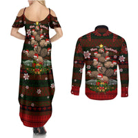 Meri Kirihimete New Zealand Couples Matching Summer Maxi Dress and Long Sleeve Button Shirts Christmas Kiwi Maori DT02 - Polynesian Pride