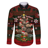 Meri Kirihimete New Zealand Family Matching Long Sleeve Bodycon Dress and Hawaiian Shirt Christmas Kiwi Maori DT02 Dad's Shirt - Long Sleeve Red - Polynesian Pride