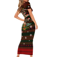 Meri Kirihimete New Zealand Short Sleeve Bodycon Dress Christmas Kiwi Maori DT02 - Polynesian Pride