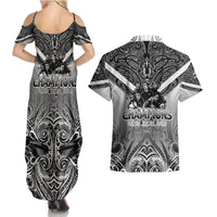 New Zealand Couples Matching Summer Maxi Dress and Hawaiian Shirt Rugby Aotearoa Champions DT02 - Polynesian Pride