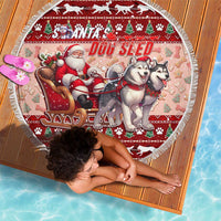 Dog Sled Christmas Beach Blanket Husky Sleigh Ride Design - Polynesian Pride