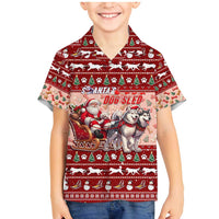 Dog Sled Christmas Family Matching Mermaid Dress and Hawaiian Shirt Husky Sleigh Ride Design DT02 Son's Shirt Red - Polynesian Pride