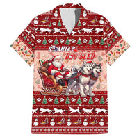 Dog Sled Christmas Family Matching Short Sleeve Bodycon Dress and Hawaiian Shirt Husky Sleigh Ride Design DT02 Dad's Shirt - Short Sleeve Red - Polynesian Pride