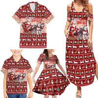 Dog Sled Christmas Family Matching Summer Maxi Dress and Hawaiian Shirt Husky Sleigh Ride Design DT02 - Polynesian Pride