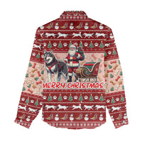 Dog Sled Christmas Women Casual Shirt Husky Sleigh Ride Design - Polynesian Pride