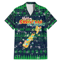 Merry Christmas New Zealand Family Matching Mermaid Dress and Hawaiian Shirt Xmas Travel Map DT02 Dad's Shirt - Short Sleeve Blue - Polynesian Pride