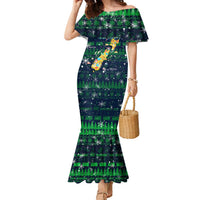 Merry Christmas New Zealand Family Matching Mermaid Dress and Hawaiian Shirt Xmas Travel Map DT02 Mom's Dress Blue - Polynesian Pride