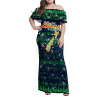 Merry Christmas New Zealand Family Matching Off Shoulder Maxi Dress and Hawaiian Shirt Xmas Travel Map - Polynesian Pride