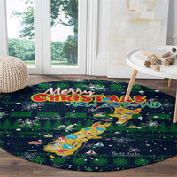 Merry Christmas New Zealand Round Carpet Xmas Travel Map - Polynesian Pride