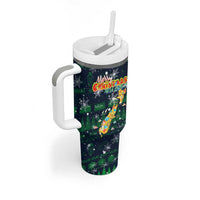 Merry Christmas New Zealand Tumbler With Handle Xmas Travel Map - Polynesian Pride