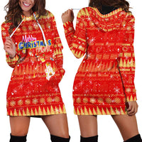 Merry Christmas Hawaii Hoodie Dress Xmas Travel Map - Polynesian Pride