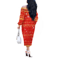 Merry Christmas Hawaii Off The Shoulder Long Sleeve Dress Xmas Travel Map - Polynesian Pride