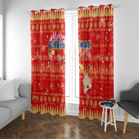 Merry Christmas Hawaii Window Curtain Xmas Travel Map - Polynesian Pride