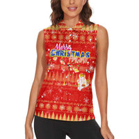 Merry Christmas Hawaii Women Sleeveless Polo Shirt Xmas Travel Map - Polynesian Pride