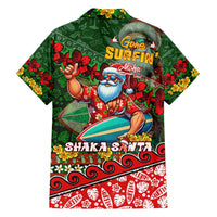 Mele Kalikimaka Shaka Santa Family Matching Short Sleeve Bodycon Dress and Hawaiian Shirt Hawaiian Surf Christmas Design with Aloha Spirit DT02 - Polynesian Pride