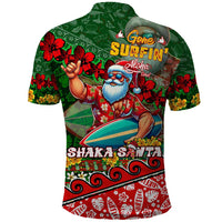 Mele Kalikimaka Shaka Santa Polo Shirt Hawaiian Surf Christmas Design with Aloha Spirit - Polynesian Pride