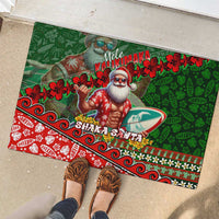 Mele Kalikimaka Shaka Santa Rubber Doormat Hawaiian Surf Christmas Design with Aloha Spirit - Polynesian Pride