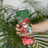 Mele Kalikimaka Shaka Santa Skinny Tumbler Hawaiian Surf Christmas Design with Aloha Spirit - Polynesian Pride
