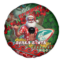 Mele Kalikimaka Shaka Santa Spare Tire Cover Hawaiian Surf Christmas Design with Aloha Spirit - Polynesian Pride