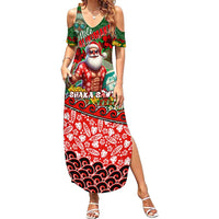Mele Kalikimaka Shaka Santa Summer Maxi Dress Hawaiian Surf Christmas Design with Aloha Spirit - Polynesian Pride