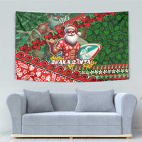 Mele Kalikimaka Shaka Santa Tapestry Hawaiian Surf Christmas Design with Aloha Spirit - Polynesian Pride