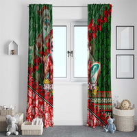 Mele Kalikimaka Shaka Santa Window Curtain Hawaiian Surf Christmas Design with Aloha Spirit - Polynesian Pride
