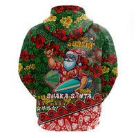 Mele Kalikimaka Shaka Santa Zip Hoodie Hawaiian Surf Christmas Design with Aloha Spirit DT02 - Polynesian Pride