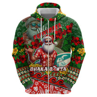 Mele Kalikimaka Shaka Santa Zip Hoodie Hawaiian Surf Christmas Design with Aloha Spirit DT02 - Polynesian Pride