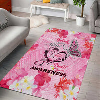 Butterfly Polynesia Breast Cancer Area Rug Nobody Fights Alone Pink Out Tropical Hibiscus