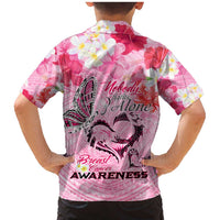 Butterfly Polynesia Breast Cancer Family Matching Mermaid Dress and Hawaiian Shirt Nobody Fights Alone Pink Out Tropical Hibiscus DT02 - Polynesian Pride