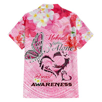 Butterfly Polynesia Breast Cancer Family Matching Short Sleeve Bodycon Dress and Hawaiian Shirt Nobody Fights Alone Pink Out Tropical Hibiscus DT02 - Polynesian Pride