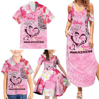 Butterfly Polynesia Breast Cancer Family Matching Summer Maxi Dress and Hawaiian Shirt Nobody Fights Alone Pink Out Tropical Hibiscus DT02 - Polynesian Pride