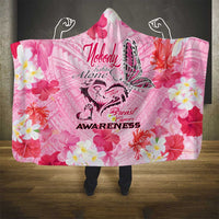Butterfly Polynesia Breast Cancer Hooded Blanket Nobody Fights Alone Pink Out Tropical Hibiscus