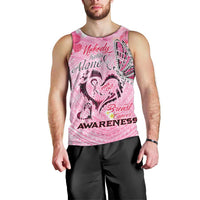 Butterfly Polynesia Breast Cancer Men Tank Top Nobody Fights Alone Pink Out Tropical Hibiscus